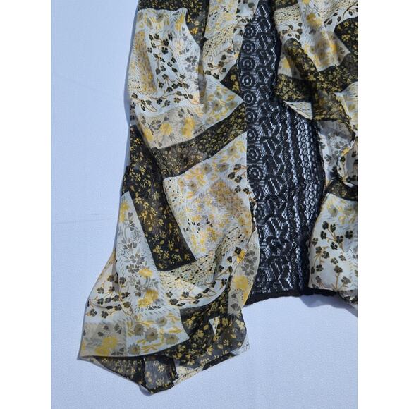 BCBGeneration Ruffle Chiffon Boho Floral Patchwork Vest Top High Low Sheer - Picture 3 of 12